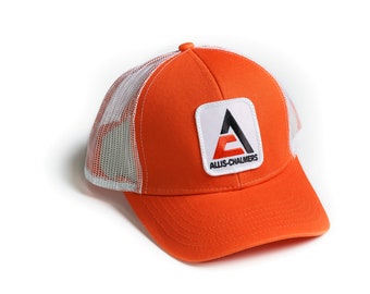 Nueva gorra con el logotipo de Allis Chalmers, naranja con parte trasera de malla blanca
