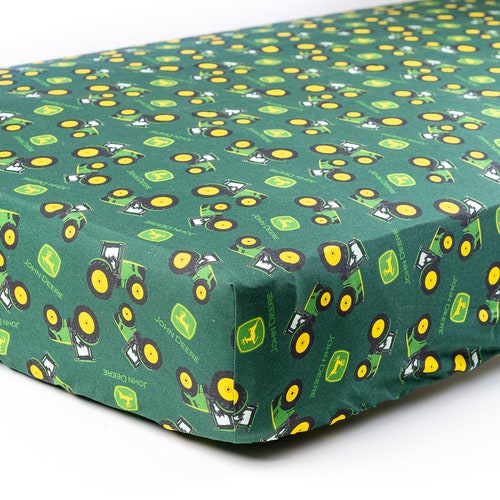 John Deere Tractor Crib Sheet Blue Etsy