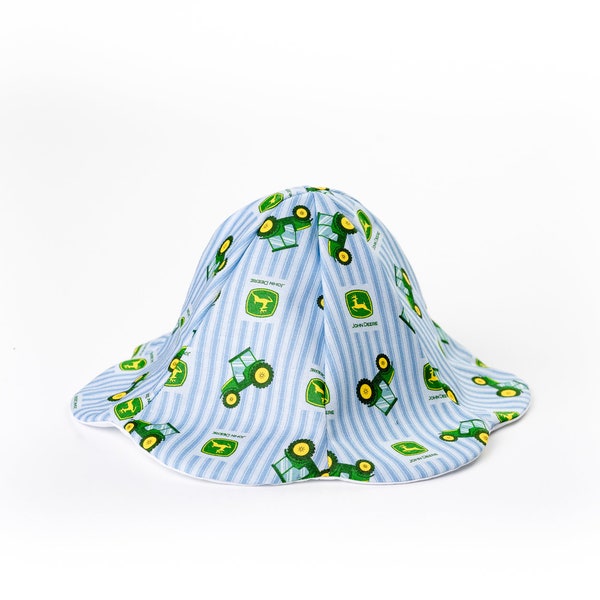 John Deere Tractor Sun Hat, newborn to 6 month, blue