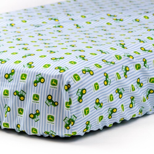 John Deere Tractor Crib Sheet Blue Etsy