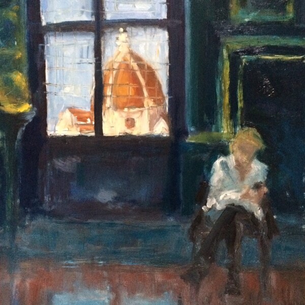 Original oil painting,"Florence interior"