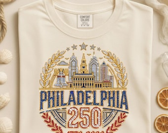 Comfort Colors Philadelphia 250 Shirt, 1776 2026 America 250th Anniversary Philly Skyline T-Shirt