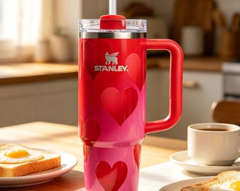 Heart Gradient 40oz Tumbler, Stainless Steel Cup, Insulated Travel Drinkware,Bridesmaid Valentine’s Day Gift for Her