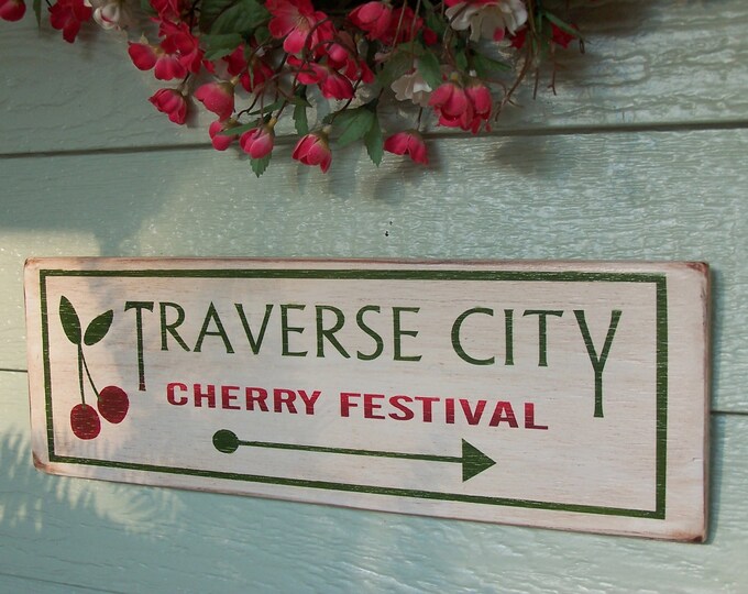 Traverse City Cherry Festival Wooden Hand Painted Sign Etsy