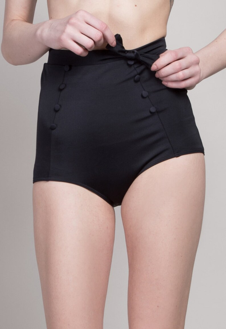High Waist Bikini Bottom With Buttons Etsy