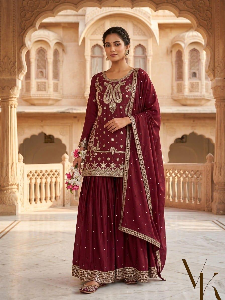 maroon and gold pakistani dress RANGREZA MAROON GOLD - Pakistani Women Clothes
