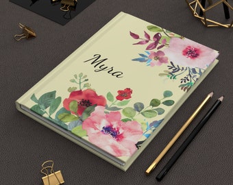 Personalized Notebook with Watercolor Floral Design, Easter Gift, Spring Gift