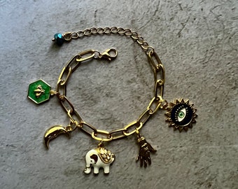 Charm bracelet paperclip chain bracelet