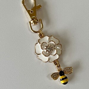 Purse charm white flower dangle image 2