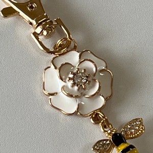 Purse charm white flower dangle image 6