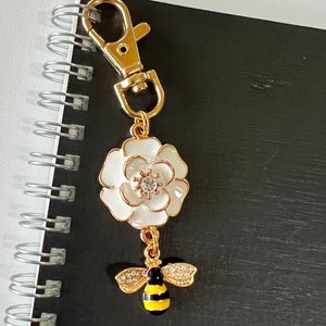 Purse charm white flower dangle image 4