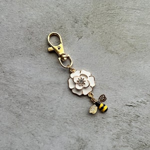 Purse charm white flower dangle image 1