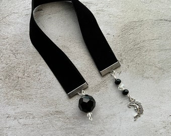 Bookmark with moon charm, gift for reader