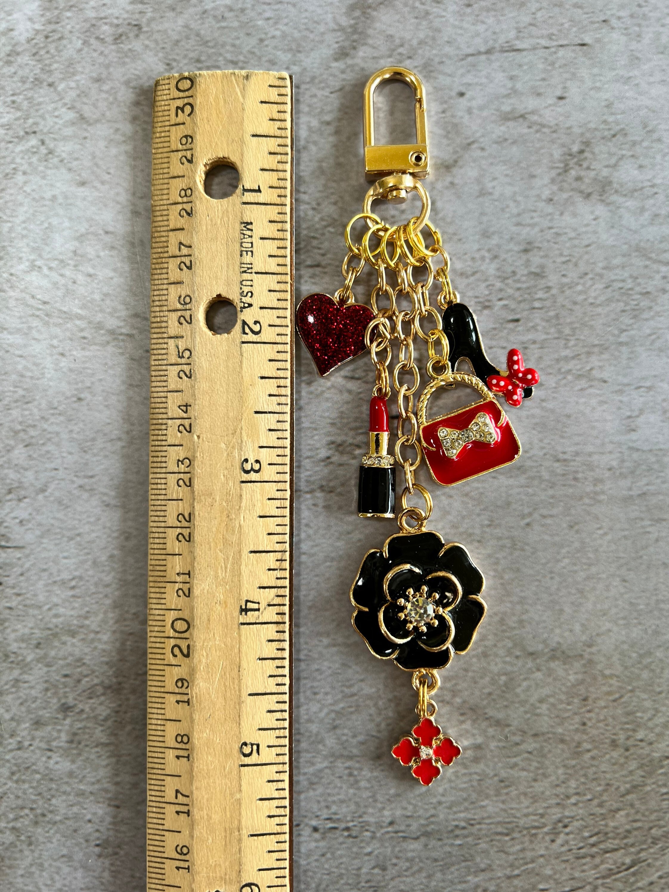 Fashion Purse Charm With Black and Red Accessory Charms 