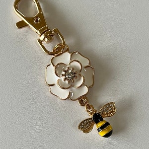 Purse charm white flower dangle image 5