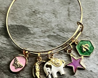 Charm bracelet, handmade bracelet, tarot theme, butterfly bracelet, moon charm