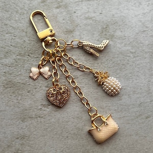 Louis Vuitton Style Long Enameled Flower Charms Keychain/Bag Charm