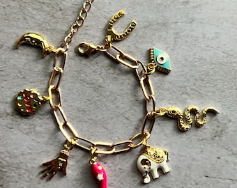 Charm bracelet paperclip chain bracelet