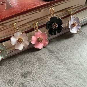Large gold paperclips with flower charms, gift for teacher