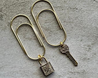 paperclips with lock and key charms