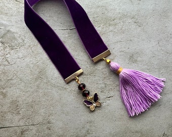 Purple Velvet Bookmark,  Gift for Reader