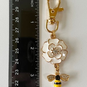 Purse charm white flower dangle image 3