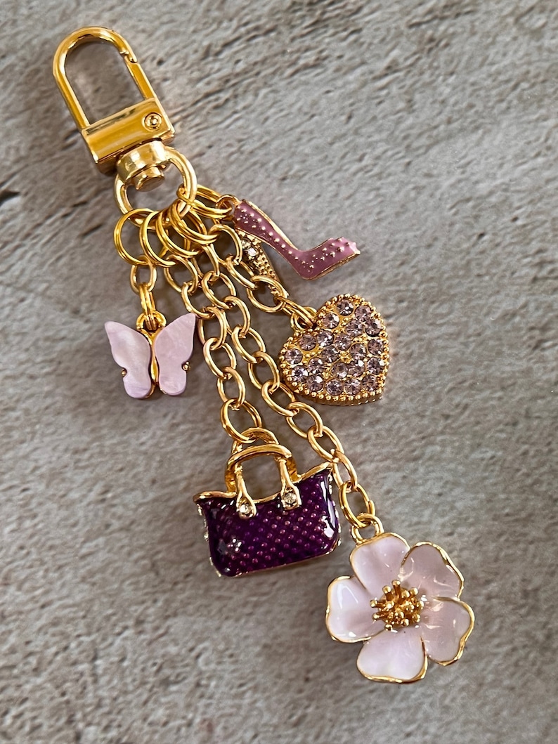 Purse Charm With Purple Charm Etsy