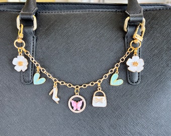Purse charm with butterfly and hearts