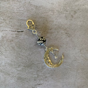 Purse charm, celestial purse charm, antique style moon purse charm, junk journal charm, vintage style charm