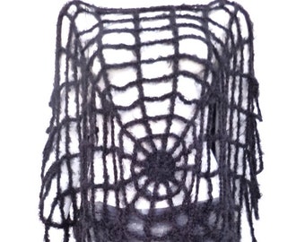 Halloween Costume Women Black Spider Web Poncho Cape Crochet Capelet Witch Clothing Black Halloween Spiderweb Clothes Halloween Fashion