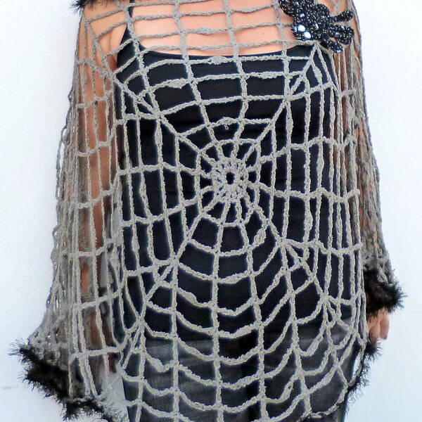 Halloween Clothing Spider Web Plus Size Poncho Goth Grunge Hippie  One Size Womens Halloween Spiderweb Transformer