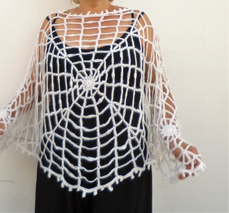 Halloween Wedding Clothes White Spider Web Cape Poncho Size M - Etsy