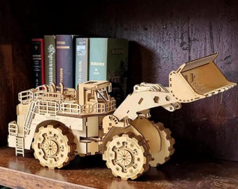Bulldozer 3D Holzpuzzle Kit - DIY Baumaschinen Modell, Mechanisches Holzhandwerk, Geschenk für Kinder & Erwachsene