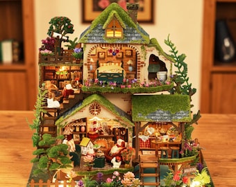 DIY Miniatur Haus Bausatz – Waldhütte Puppenhaus, handgefertigtes Montagemodell, kreatives Geschenk
