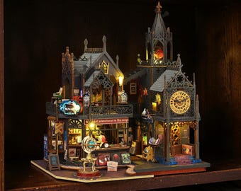 Kit para crear un rincón de lectura en una cabaña: sujetalibros de madera en miniatura con forma de casa, inserto para estante de montaje hecho a mano, regalo creativo.