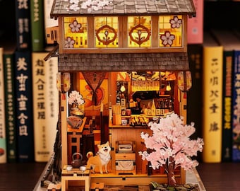 Japanese Wooden Hut Miniature Kit – 3D Hand-Assembled Puzzle House, Mito Shomachi Scene Ornament, DIY Decor Gift