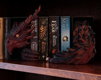 Inferno Feuerdrache Buch Nook Fantasy Dragon Buchstützen Bücherregal Dekor für Buchliebhaber