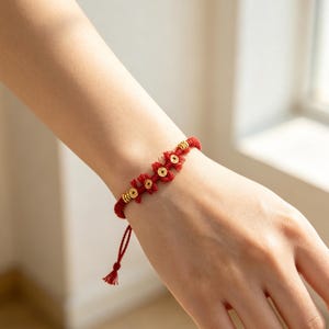 Bracciale in argento sterling S925 con cordino rosso • Amuleto regolabile con corda intrecciata • Gioiello minimalista di protezione Zen