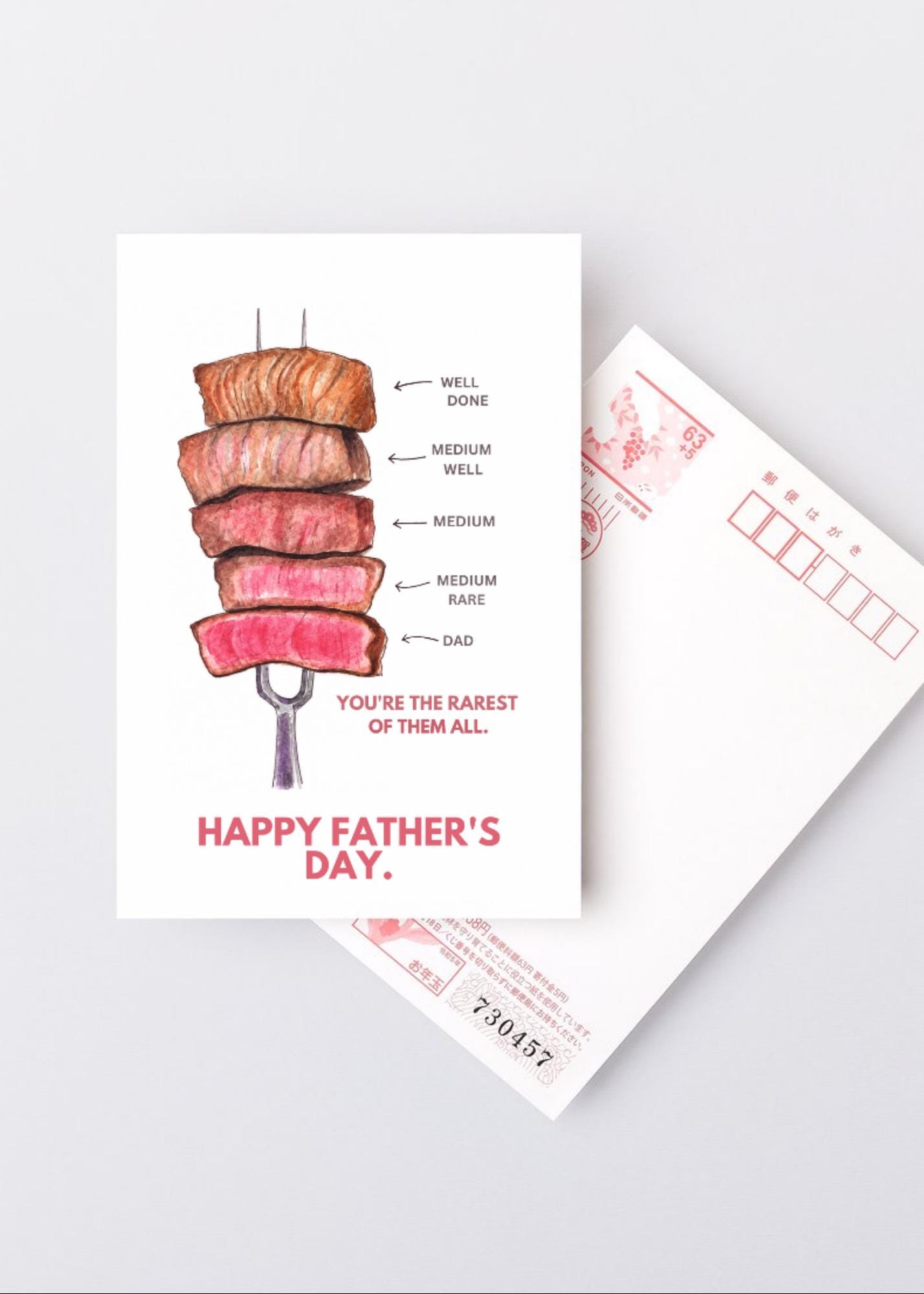 medium rare steak father's day card Blue Seven Rarest of Them All Father's