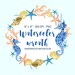 Watercolor Wreath Clipart, Sea Clipart, Ocean Wreath, Seahorse Starfish Coral Shell, Sea Wreath, Sea Clip Art, Wedding Clip Art, Pool Party