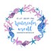 Watercolor Wreath Clipart, Sea Clipart, Ocean Wreath Purple, Seahorse Starfish Coral Shell, Sea Wreath, Sea Clip Art, Wedding Pool Party