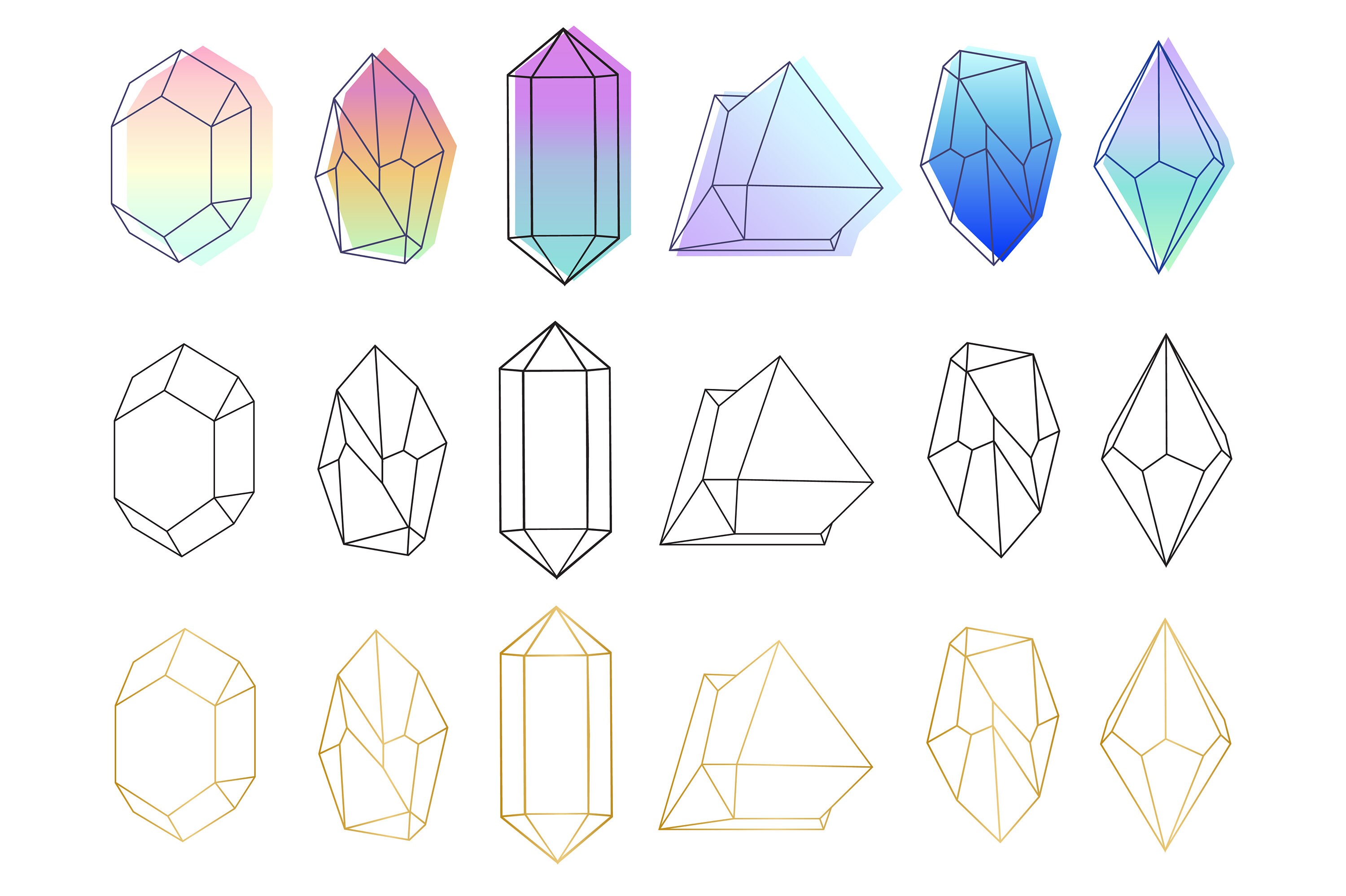 Crystals Clipart Crystals Clip Art Vector Crystals Gem Etsy