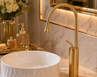 Brass Bathroom Faucet, Single Handle Sink Mixer Tap, Modern Basin Faucet, Durable