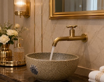 Antike Bronze Wand Montiert Waschmaschine Wasserhahn, Messing Allzweck Wasserhahn