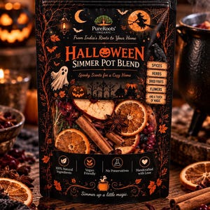 Halloween Simmer Pot Blend Kit | Mörk glädje-present | Spishällspotpurri | Spöklik höstdoft för hemmet