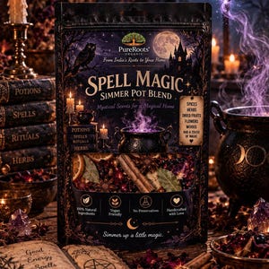 Spell Magic Simmer Pot Blend Kit | Sjudning | Spishällspotpurri | Heminredning | Spöklik höstgåva