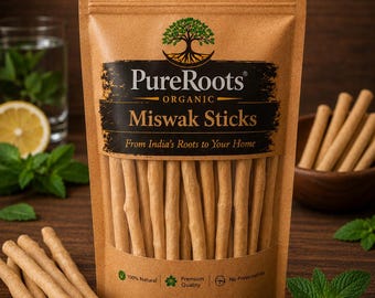 Bio-Miswak-Stick | Natürlich | Zahnreinigungsstick | Traditionelle islamische Zahnbürste | Pflanzliche Mundpflege