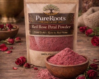 Organic Red Rose Petals Powder | Rosa Centifolia | Herbal Tea | Pure & Fresh