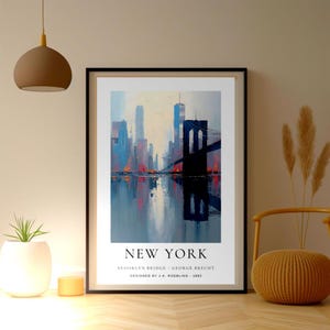 New York Poster, Brooklyn Bridge, Modernes Stadtbild, Minimalistische Wandkunst, Printable Wall Art, Urban City Print, wandbild, stadtposter
