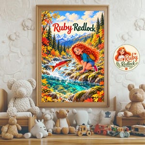 Ruby Redlock con il salmone - immagine tratta dal libro per bambini "Ruby Redlock e il miracolo del salmone"